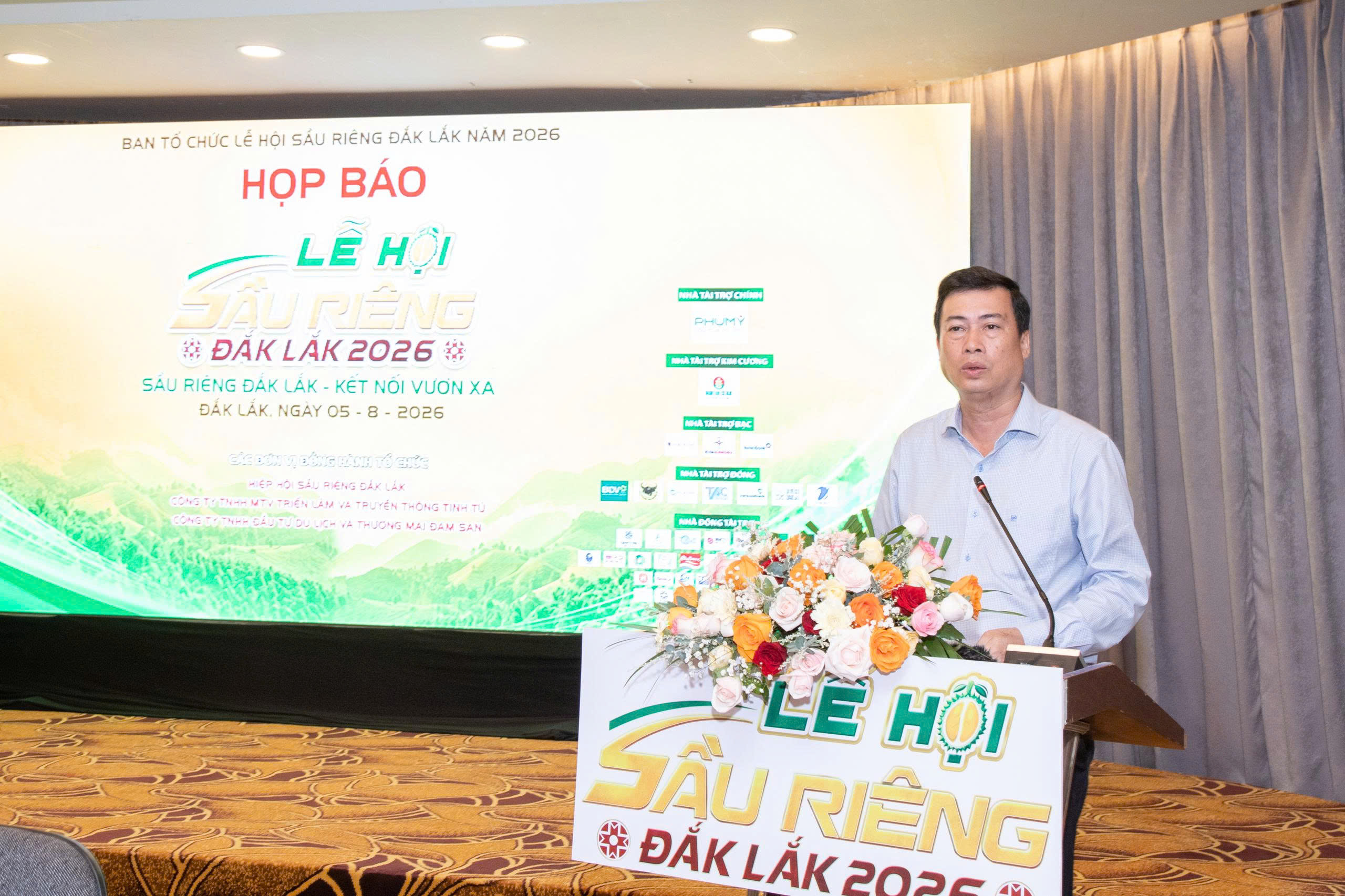 Giám đốc Sở Văn hóa, Thể thao và Du lịch Trần Hồng Tiến thông tin về các hoạt động nổi bật của Lễ hội Sầu riêng Đắk Lắk năm 2026.